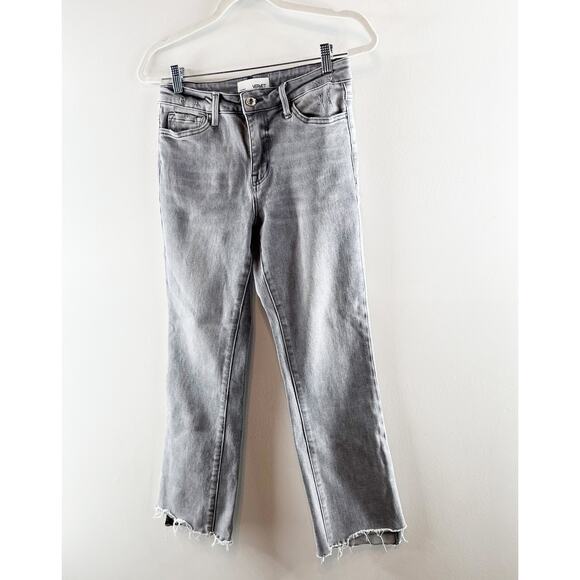Vervet High Rise Raw Hem Cropped Ankle Straight Leg Slim Jeans Gray Wash 27 / 4 - Picture 9 of 10